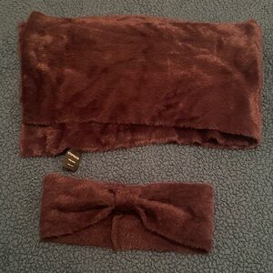 Express Plum Fuzzy Scarf and Headband Set